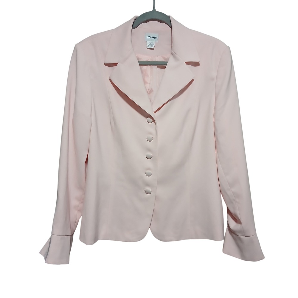 Liz Baker Womens Pink 5-Button Blazer Jacket Flared‎ Bell Cuffs Size 14 228-6164